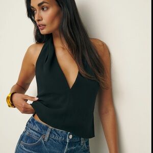 Reformation Navy Halter Top